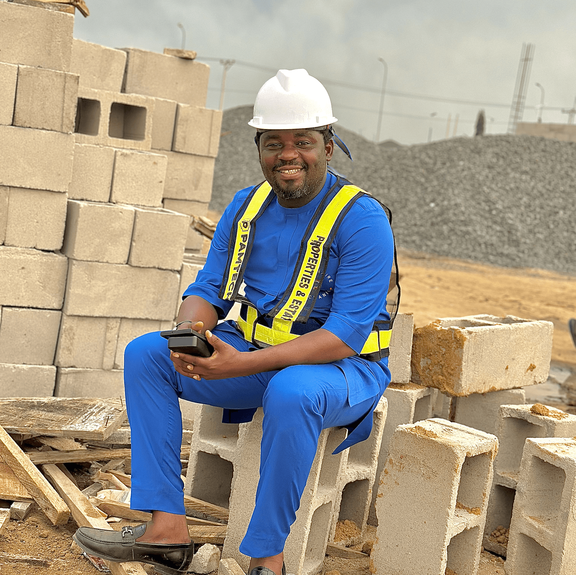Engr. Chidomere Ndubuisi on a construction site