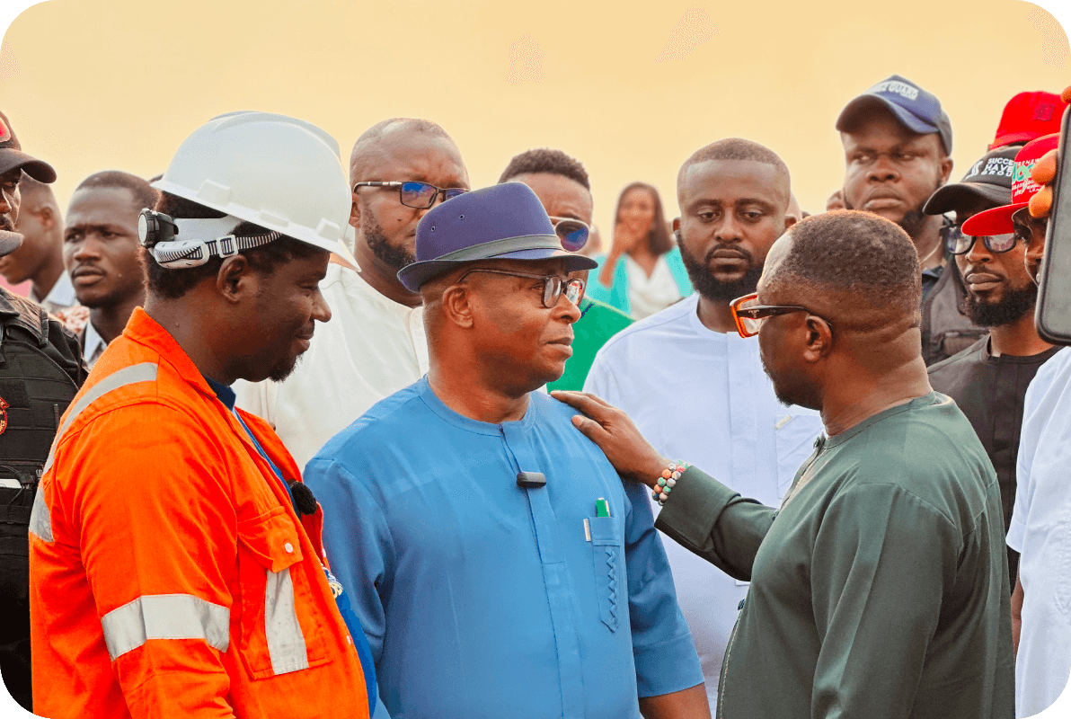Team members celebrating at the estate layout presentation